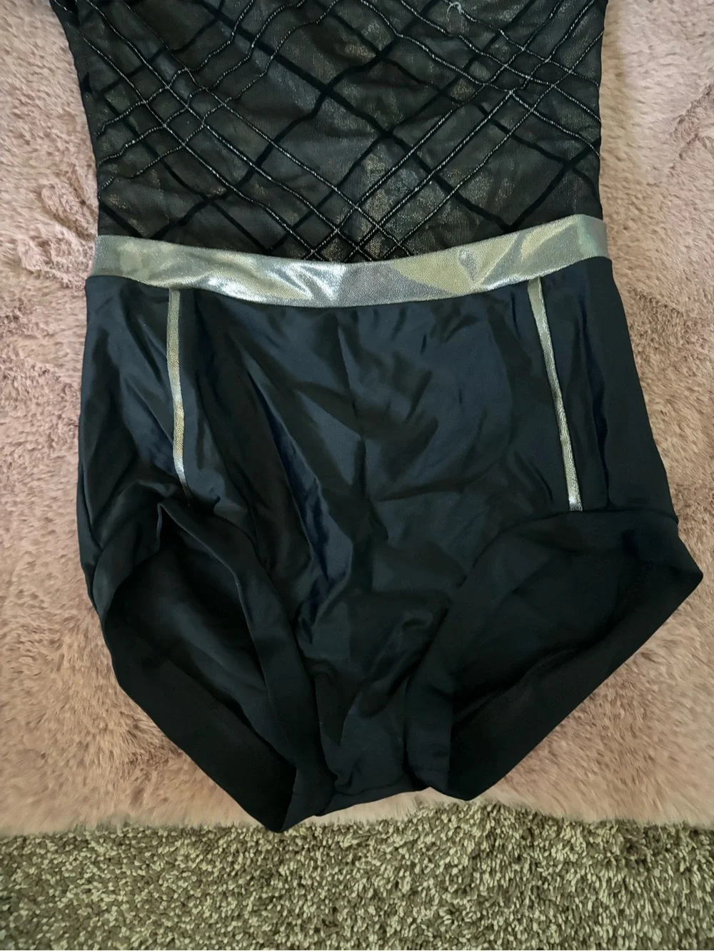 Black and Silver Kids' Large Dance Costume:Leotard